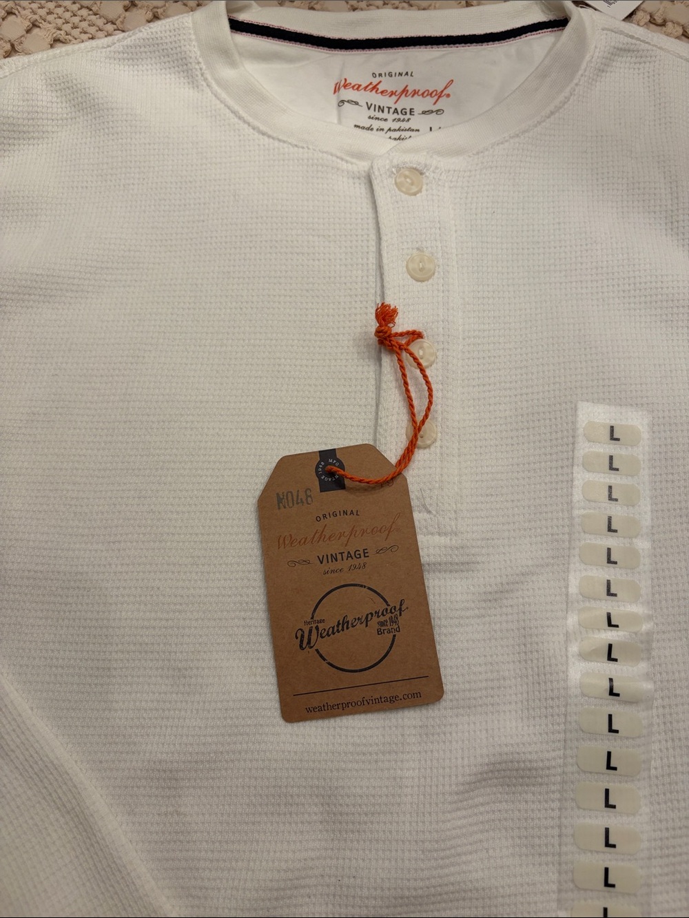 Weatherproof Vintage Men's White Long-Sleeve Henley - Picture 3 of 7